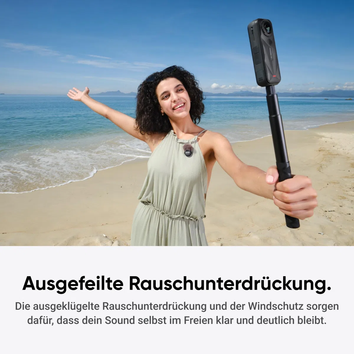 Insta360 Mic Air Transmitter, ultraleichte 7,9 g, Drahtloses Mikrofon X5/X4/X4 Air/Ace Pro 2/GO Ultra, Rauschunterdrückung, Vlog, Streaming
