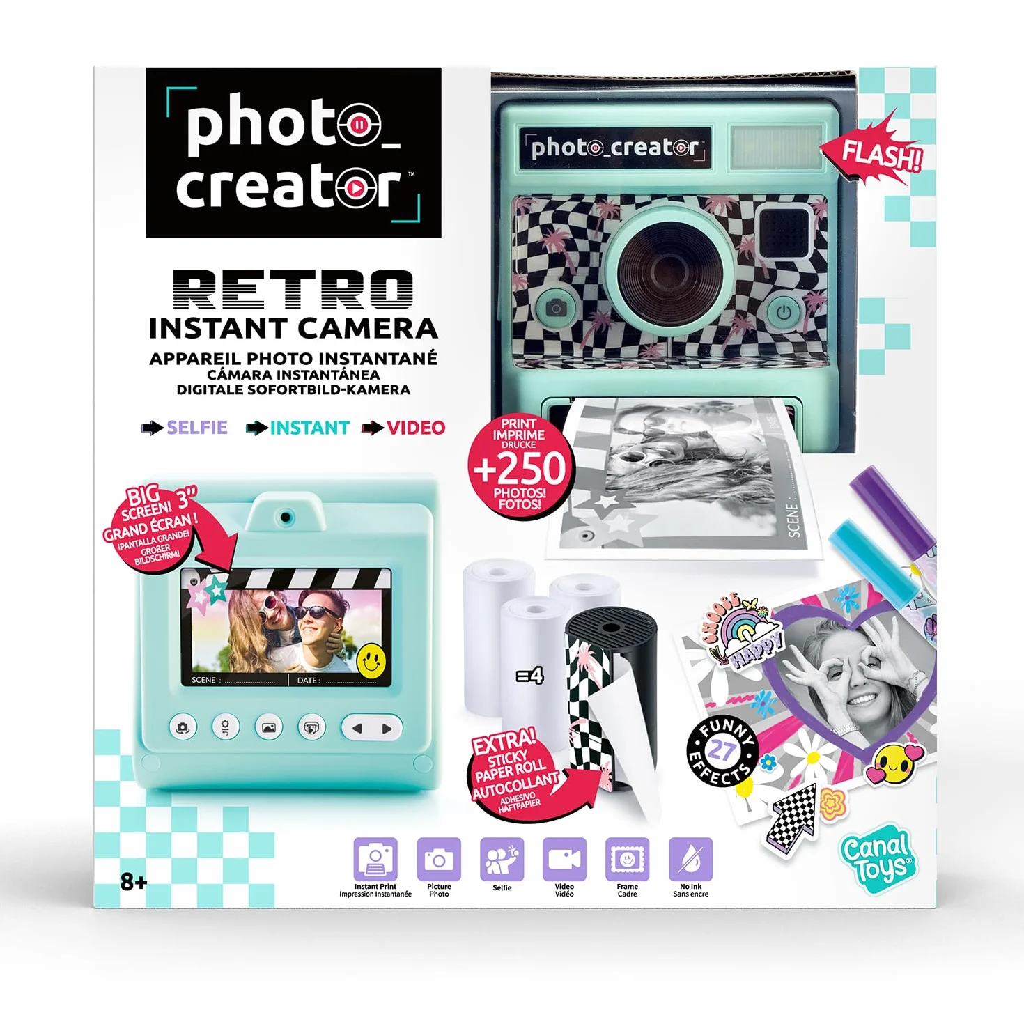 Canal Toys Photo Creator Retro Sofortbildkamera für Kinder, Digitale Sofortdruck-Kamera mit Thermopapierdruck