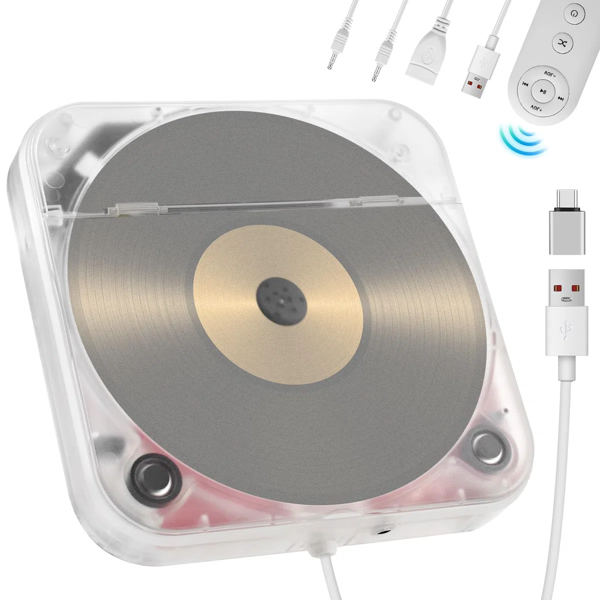 Auto CD Player mit USB-Anschluss, Universal Extern CD Player für Auto PKW LKW, Extra 1M USB-Verlängerungskabel, Externes CD Laufwerk für Laptop, PC, Fernseher, kompatibel mit Android Autoradio