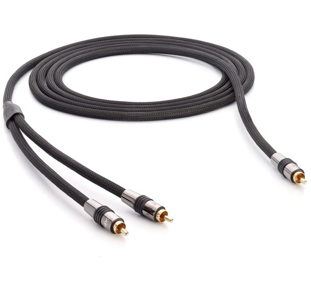 Eagle Cable by INAKUSTIK – 10041050 – Deluxe Y-Subwooferkabel| kraftvoller und dynamischer Klang, hoher Kupfergehalt | 5,0m in Schwarz | 2-fache Abschirmung - Vollmetallstecker| mit Geflechtschirm