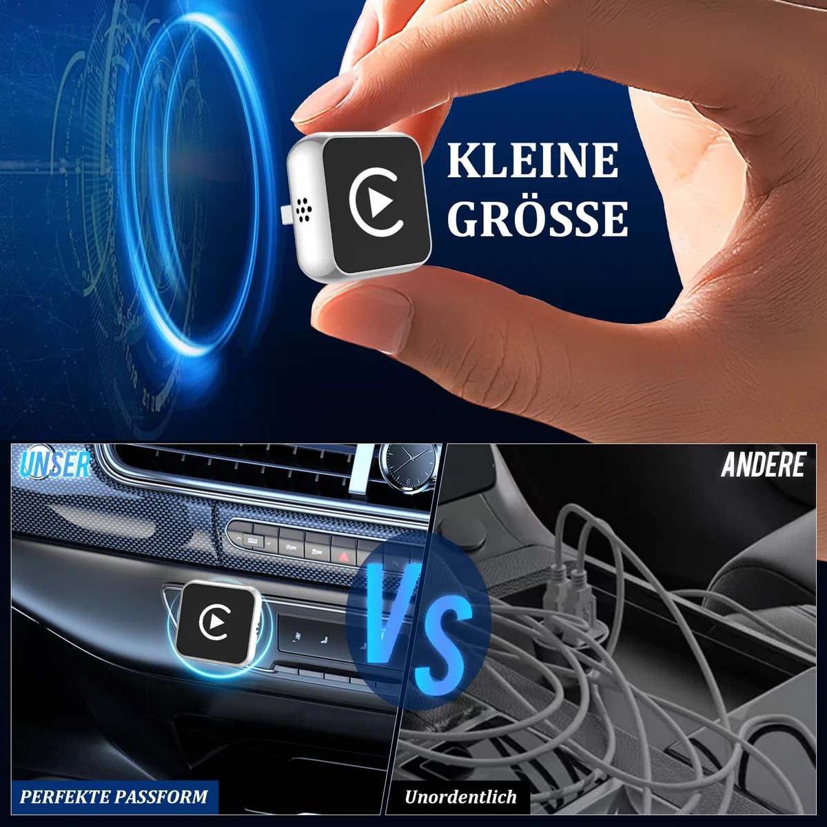2 in 1 Carplay Wireless Adapter & Android Auto Adapter,USB-A/Typ-C Wired Auf Wireless Kompatibel Mit Für iPhone IOS 10+ e Android 11+,Schnelle Verbindung, Keine Verzögerun, Auto-Wiederverbindun
