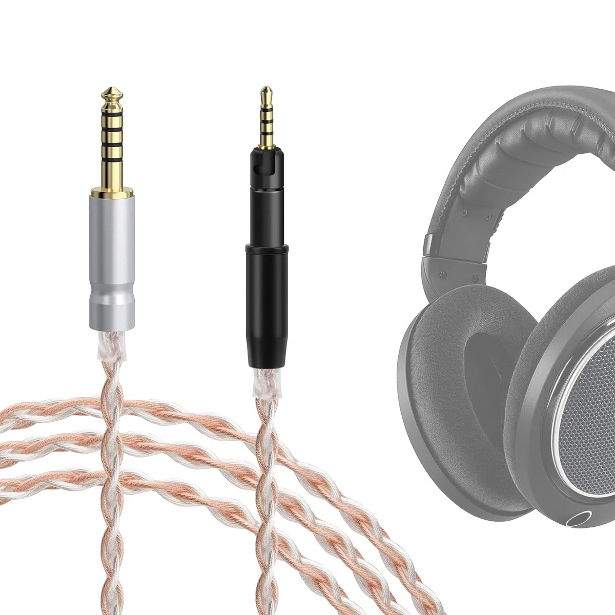 GEEKRIA Apollo versilbertes Upgrade-Audiokabel 4,4 mm auf 2,5 mm, kompatibel mit Sennheiser HD 620S, HD 599, HD 598, HD 560S, HD 400PRO, HD 579, HD 569 Kopfhörern, Ersatzkabel (4 Fuß/1,2 m)