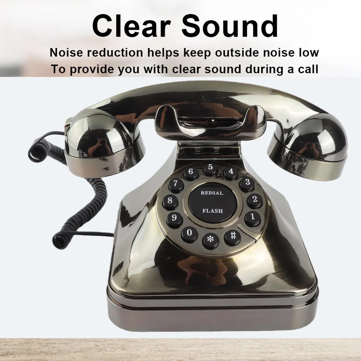 Yctze Antikes Telefon - WX-3011# Vintage Landline Telefon in Antik Bronze, Desktop Anrufer für Zuhause und Büro