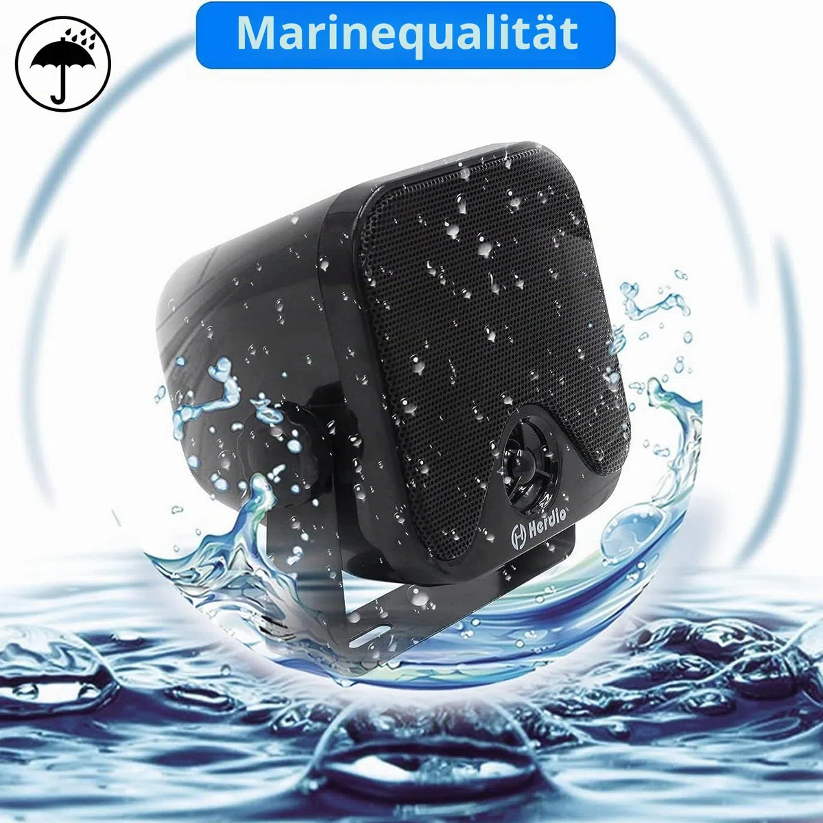 Herdio 4 Zoll Bluetooth 100 Watt Wasserdichter Marine Stereo Box Lautsprecher für Boot ATV UTV Heavy Duty Powersport Fahrzeuge Hof (Schwarz)