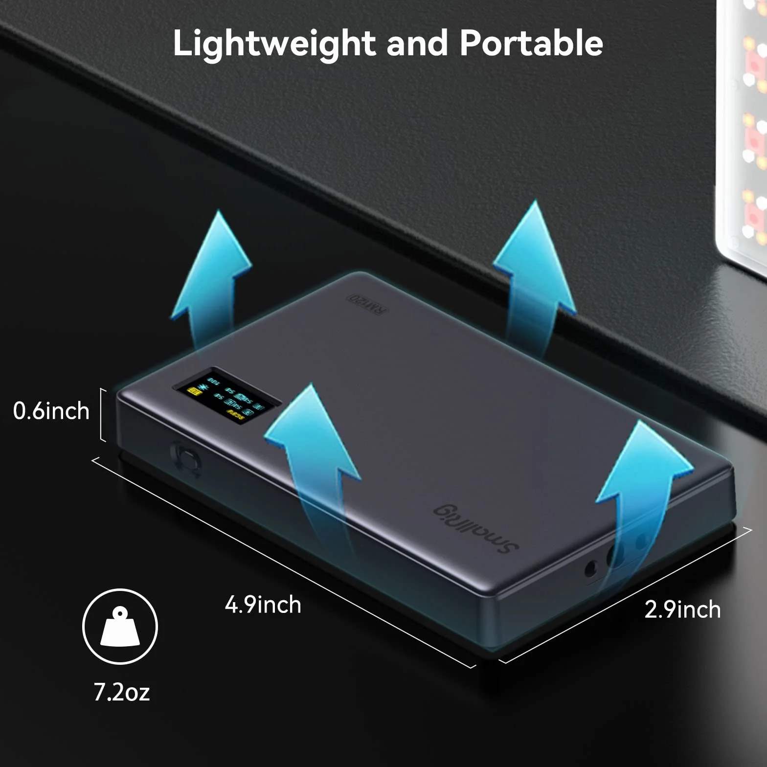 SMALLRIG Led Videoleuchte RGB, 5000mAh Fotolicht mit OLED-Bildschirm, Cold Shoe Mount und Diffusor, 1500Lux@0.3m 2500K-8500K Ganzmetallkamera-Dauerlicht mit 12 Lichteffekte, RM120-3808