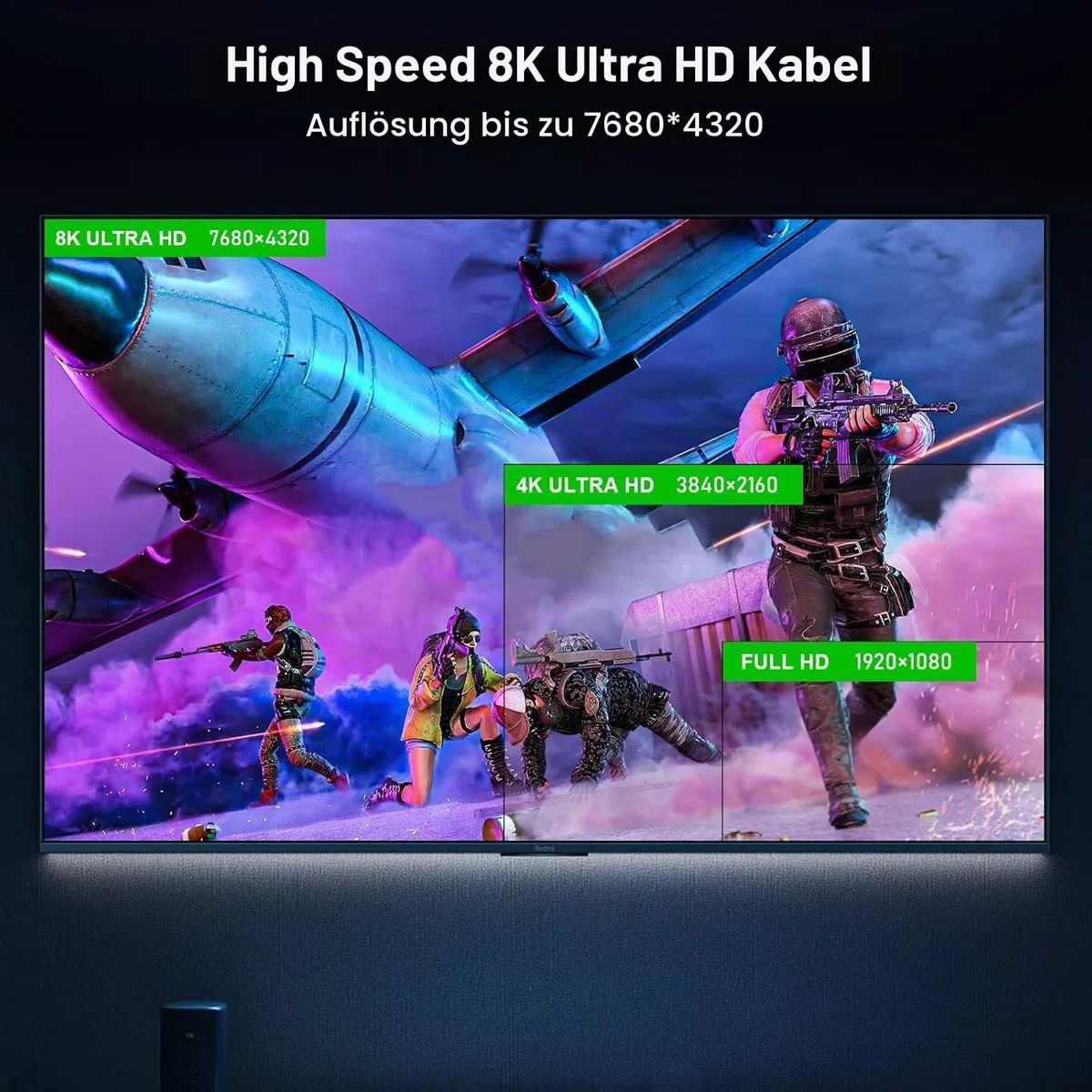 FIBBR 8K HDMI Glasfaserkabel 10M, 48Gbps Ultra High Speed HDMI 2.1 Kabel/AOC Unterstützung 8K@60Hz,4K@120Hz/144Hz HDR eARC Kompatibel mit PS5, Xbox Series X, PC, TV