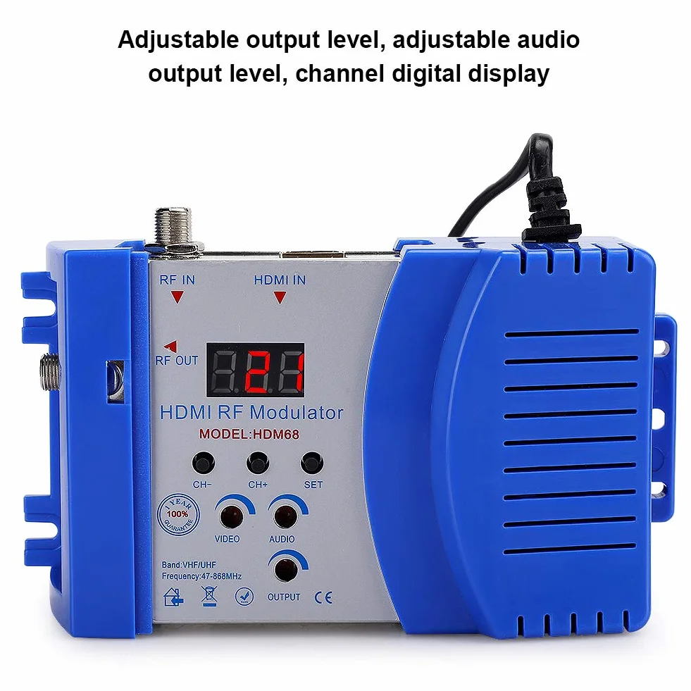 PUSOKEI HD-Modulator, Analog HDMI-HF-VHF/UHF Frequenzmodulator, HDMI-HF-Buchse und HF Ausgang, Audio Video TV Wandler im PAL TV Format