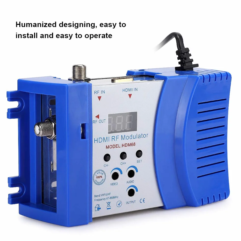 PUSOKEI HD-Modulator, Analog HDMI-HF-VHF/UHF Frequenzmodulator, HDMI-HF-Buchse und HF Ausgang, Audio Video TV Wandler im PAL TV Format