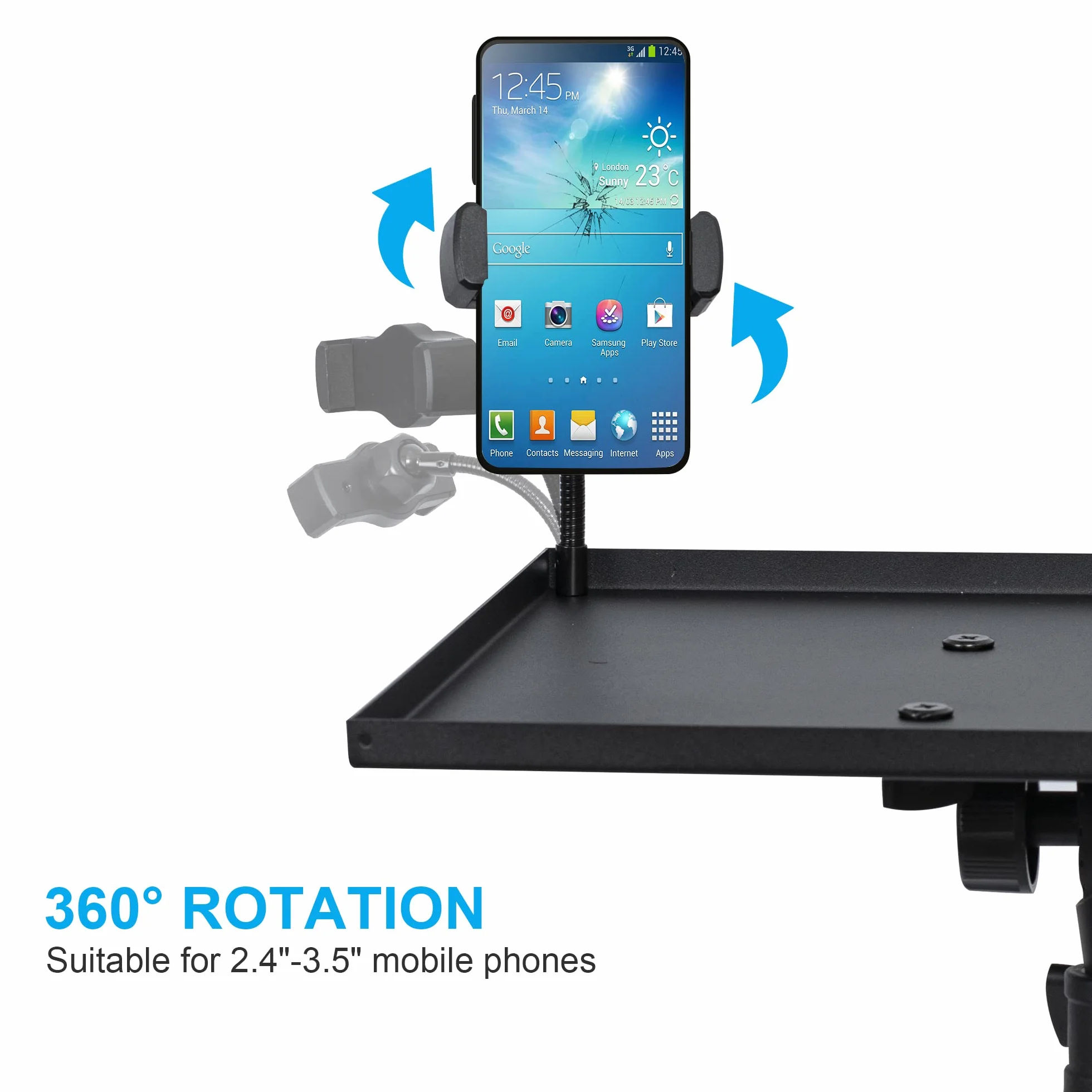 Projektor-Stativ von 59,7 cm bis 118,1 cm, Laptop-Stativ, höhenverstellbar, mit Schwanenhals, Handy-Halterung, Laptop-Bodenständer für Büro, Zuhause, Bühne, Studio, DJ-Racks, Halterung