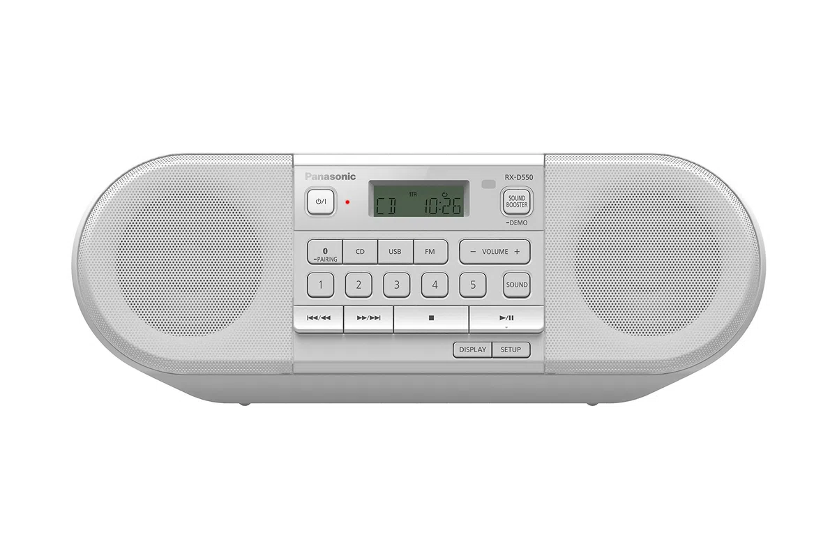 Panasonic RX-D550 FM-Radio mit Bluetooth, USB, CD, 20 W, Weiß