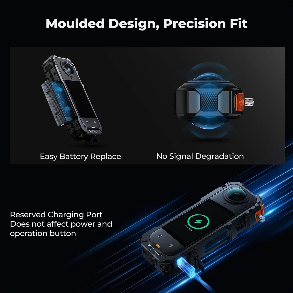 K&F CONCEPT Käfig Kamerakäfig für Insta360 X5, Aluminiumlegierung Schutzgehäuse mit Silikon Objektivabdeckung, Rahmen mit 2 Cold Shoe Halterungen für Mikrofon und Led, Built-in 1/4" Schraubenloch