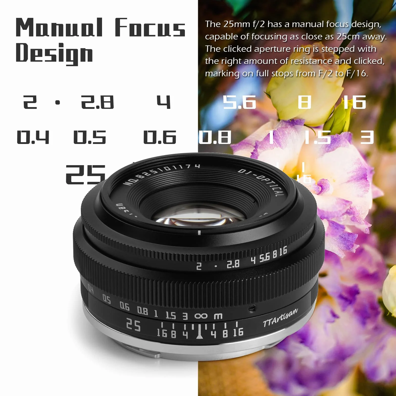 TTartisan 25mm F2 X Mount Objektiv, APS-C Manueller Fokus Weitwinkel Objektiv für Fuji X Mount, Kompatibel mit Fuji X-Mount Spiegellosen Kameras X-PRO1 X-PRO2 X-E1 X-E2 X-E3