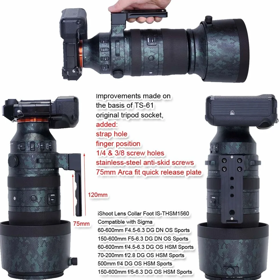 Objektivkragen-Ersatz-Fußstativ für Stativ, kompatibel mit Sigma 150–600 mm f/5–6.3 (DG DN OS Sports) (DG OS HSM Sports); 60–600 mm f/4.5–6.3 (DG DN OS Sports) (DG DG OS HSM Sport)