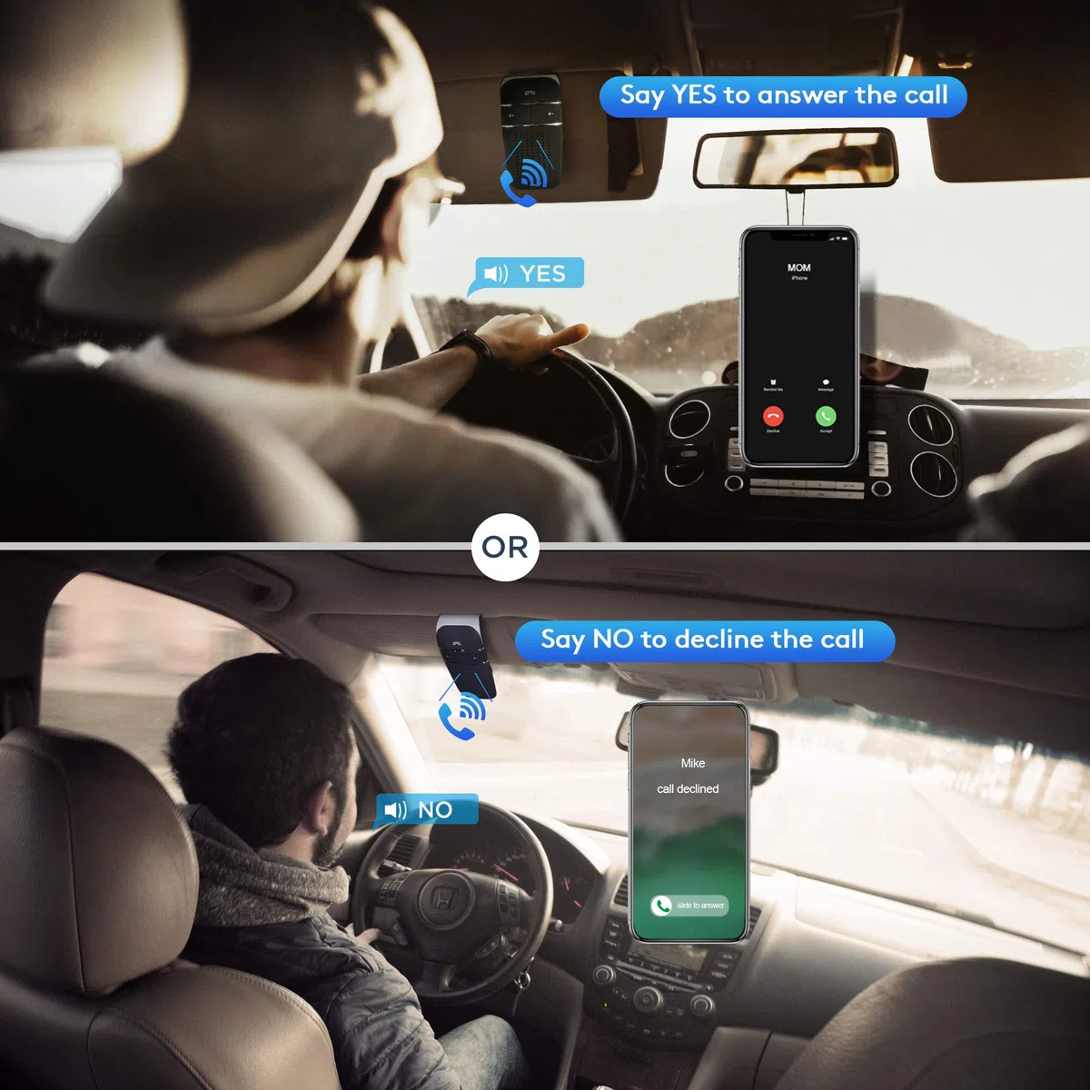 S32 Auto Kfz Bluetooth V5.0 Freisprecheinrichtung Freisprechanlage Car-Kit für Sonnenblende Automatische Abschaltung und Aktivierung möglich Musik GPS Unterstützung mit Deutscher Sprachausgabe