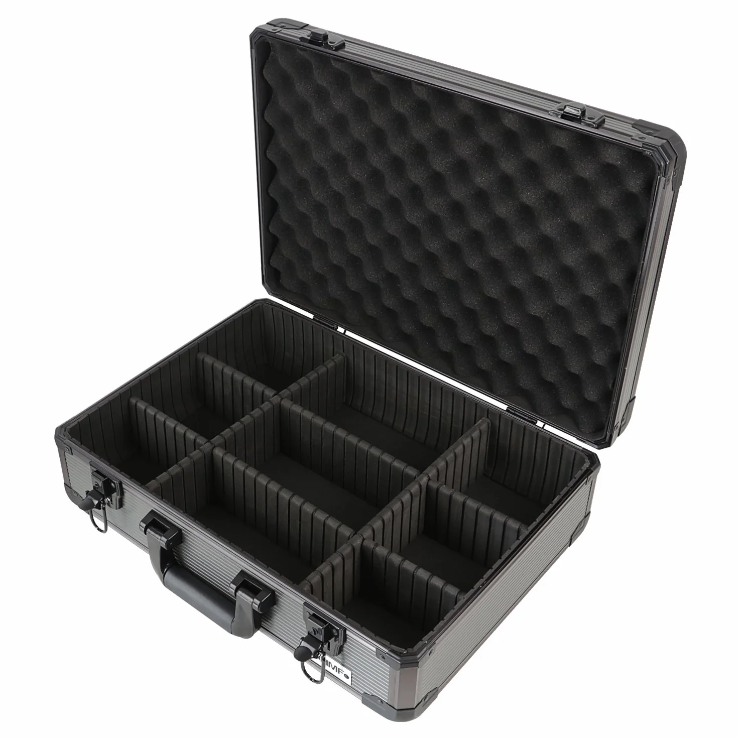 HMF 14502-02 Alu Transportkoffer, Aufbewahrungskoffer, Kamerakoffer, individuelle Facheinteilung, 46 x 15 x 33 cm