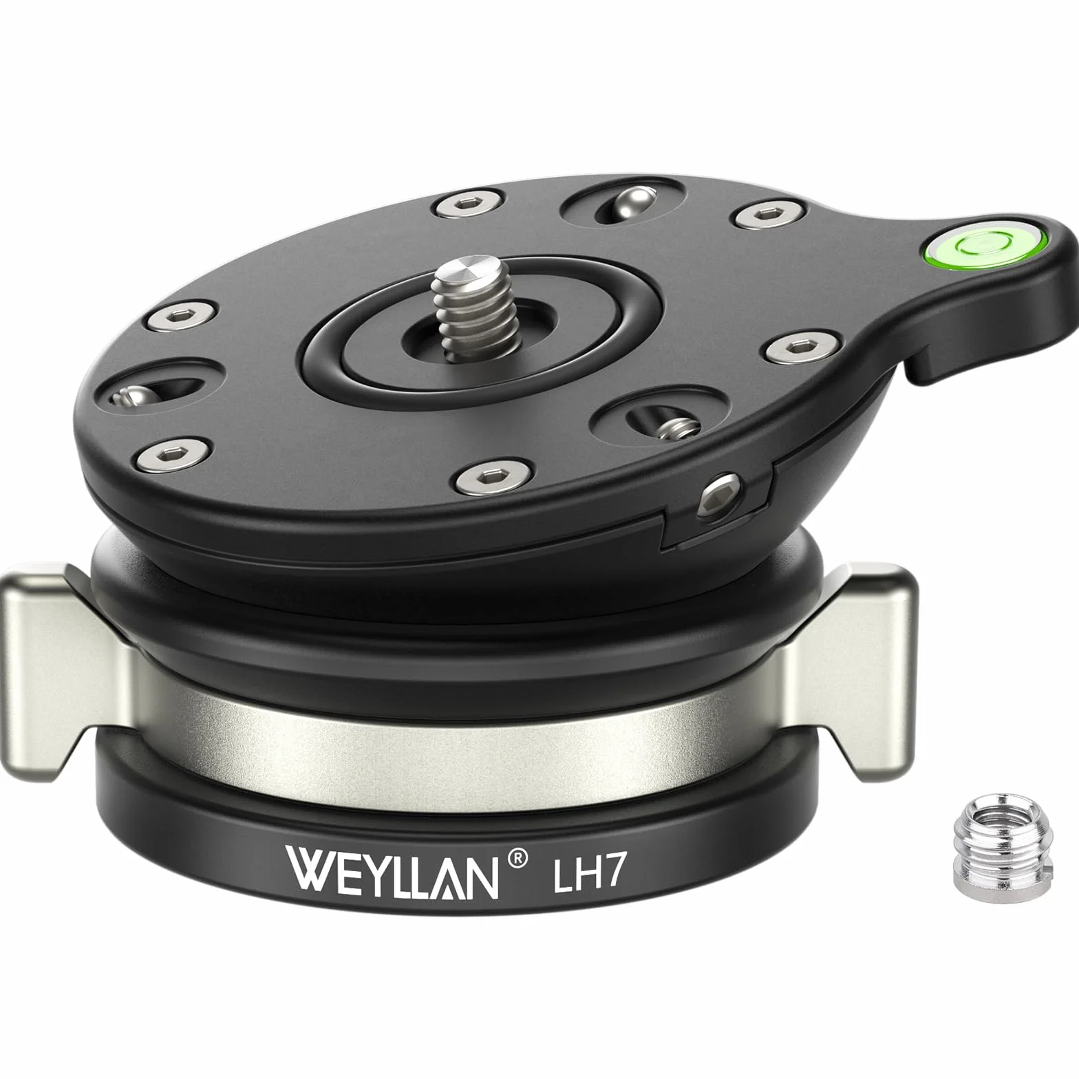 WEYLLAN LH7 Stativkopf Nivelliersockel, Tripod Leveling Base, Stativ Nivellierbasis Leveling Base, Stativkopf Nivellierbasis, Kamera-Nivellierer, für DSLR Kamera Camcorder Stative, Tragfähigkeit 10kg