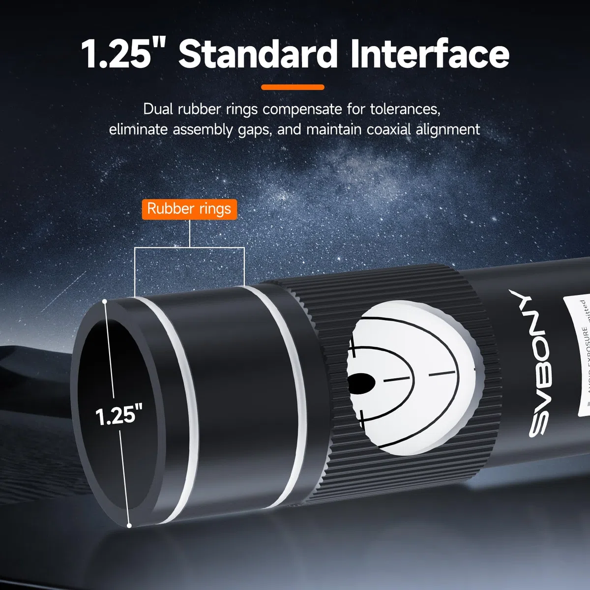 Svbony SV121 Kollimator für Teleskop 1,25'', 3 Helligkeitsanpassung, Dreieckige Positionierschraub, Doppelte Dichtungsringe, für Newton SCT Reflector Teleskop Astronomischen Beobachtung