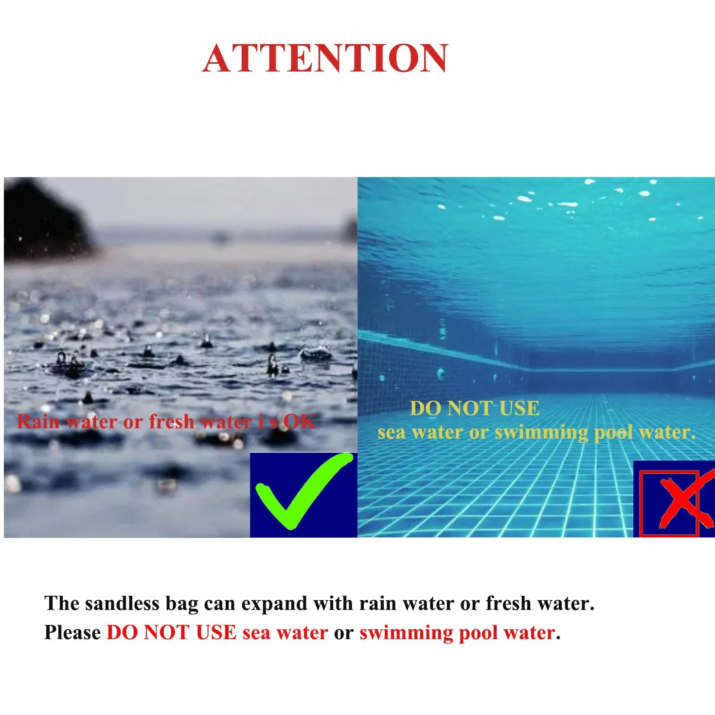 4 Stück Wasser aktivierte Sandsack für Hochwasserschutz Wasser absorbierende Hochwassersperre für Tür Garage Garten 20x90CM