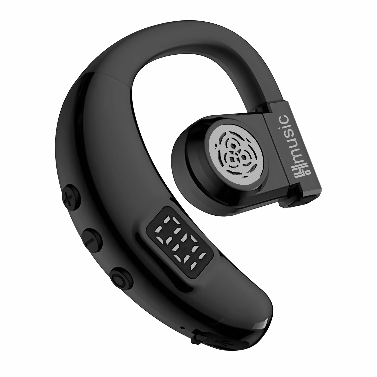 Hmusic Bluetooth Headset, V5.4 Wireless Bluetooth Earpiece, Both Left & Right Ear Wearing, USB C Fast Charging 20 Hrs Playing Time Earphone with ENC Mic for Driving, Truckers, Business, Office (Black)