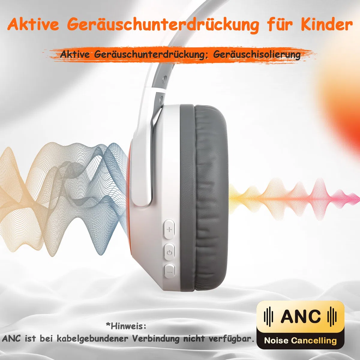 TONOSHARK Kopfhörer Kinder Bluetooth | Noise Cancelling Kopfhoerer Kinder | 60h Spielzeit, Leicht über Ohr Kinderkopfhörer Bluetooth Mit Mikrofon (Weiß) - Für Schule/Reisen | Inkl. Tragetasche (Weiß)