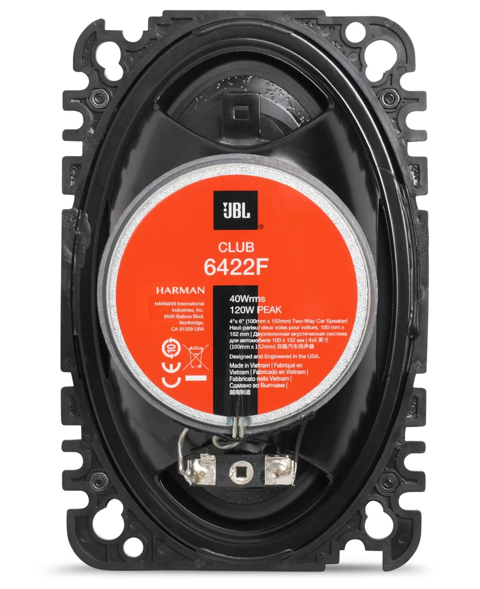 JBL Club 6422F 2-Wege Autolautsprecher Set von Harman Kardon - 120 Watt Ovale KFZ Auto Lautsprecher Boxen 100 x 152 mm | 10 x 15.2 cm | 4x6 Zoll