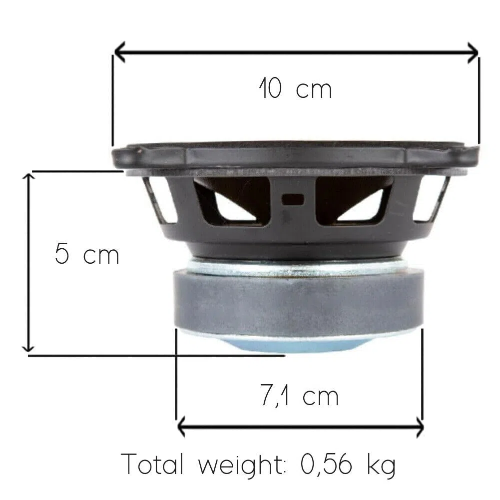 KIT Set FÜR FAITAL PRO 4FE35 4 Ohm, 1 Tieftöner Lautsprecher mit den Abmessungen 10 cm 100 mm 4" im Durchmesser, 30 Watt rms und 60 Watt max, Empfindlichkeit 91 db, für Autos, 1 Stück