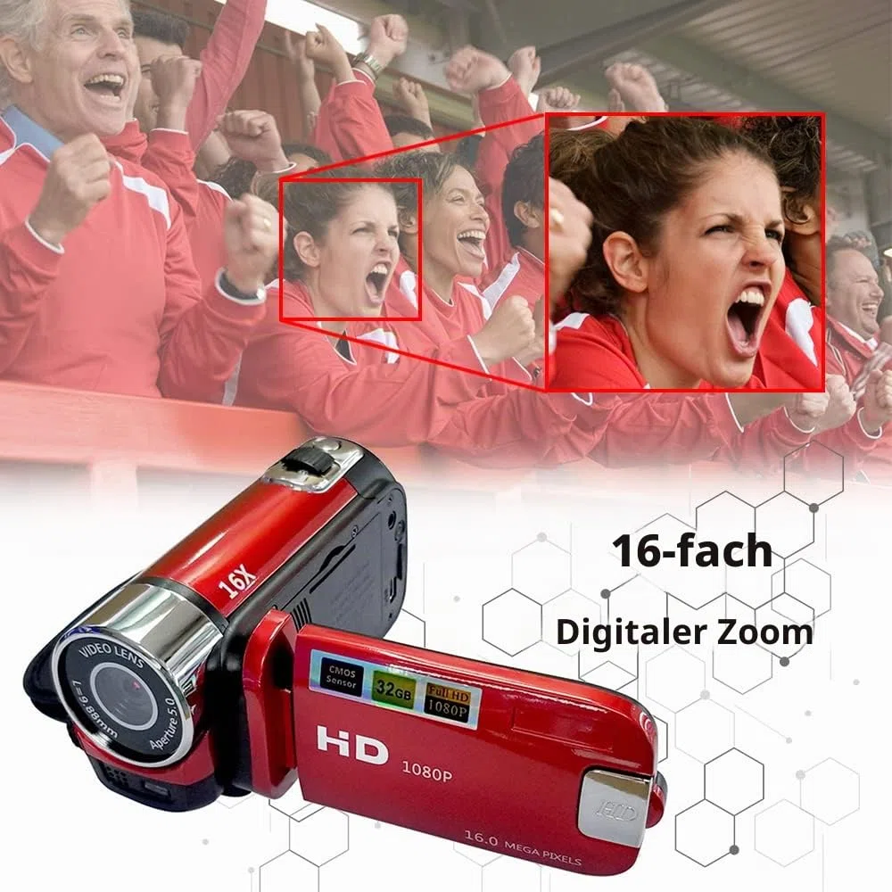 Andoer Tragbare 1080P High Definition Digital Video Kamera DV Camcorder 16MP 2,7 Zoll LCD Bildschirm 16X Digital Zoom Eingebauter Akku
