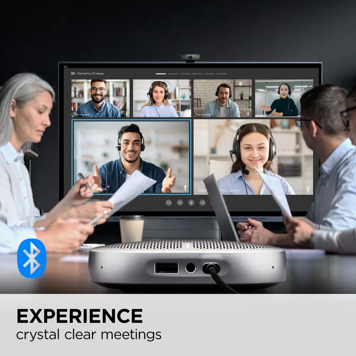 ViewSonic Converse VB-AUD-201 Tragbare Konferenz-Freisprecheinrichtung, Bluetooth 5.0, UAC-2 USB-Audio-Schnittstelle, integrierter Akku, 360-Grad-Sound-Tonabnehmer