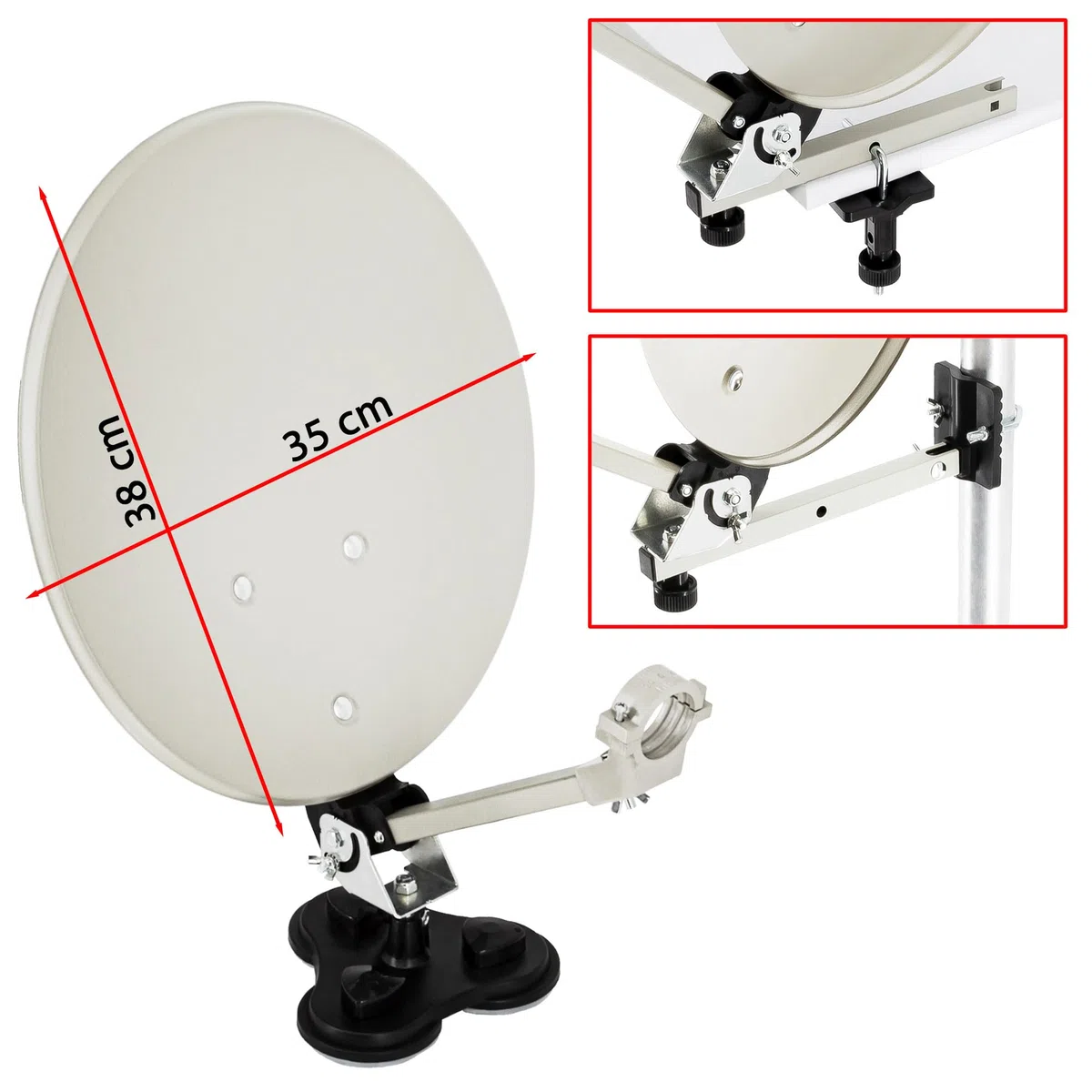 PremiumX Camping SAT Anlage komplett HD TV Receiver Satelliten-Finder Single LNB 10m Kabel F-Stecker kompakt im Koffer Camp-Zubehör