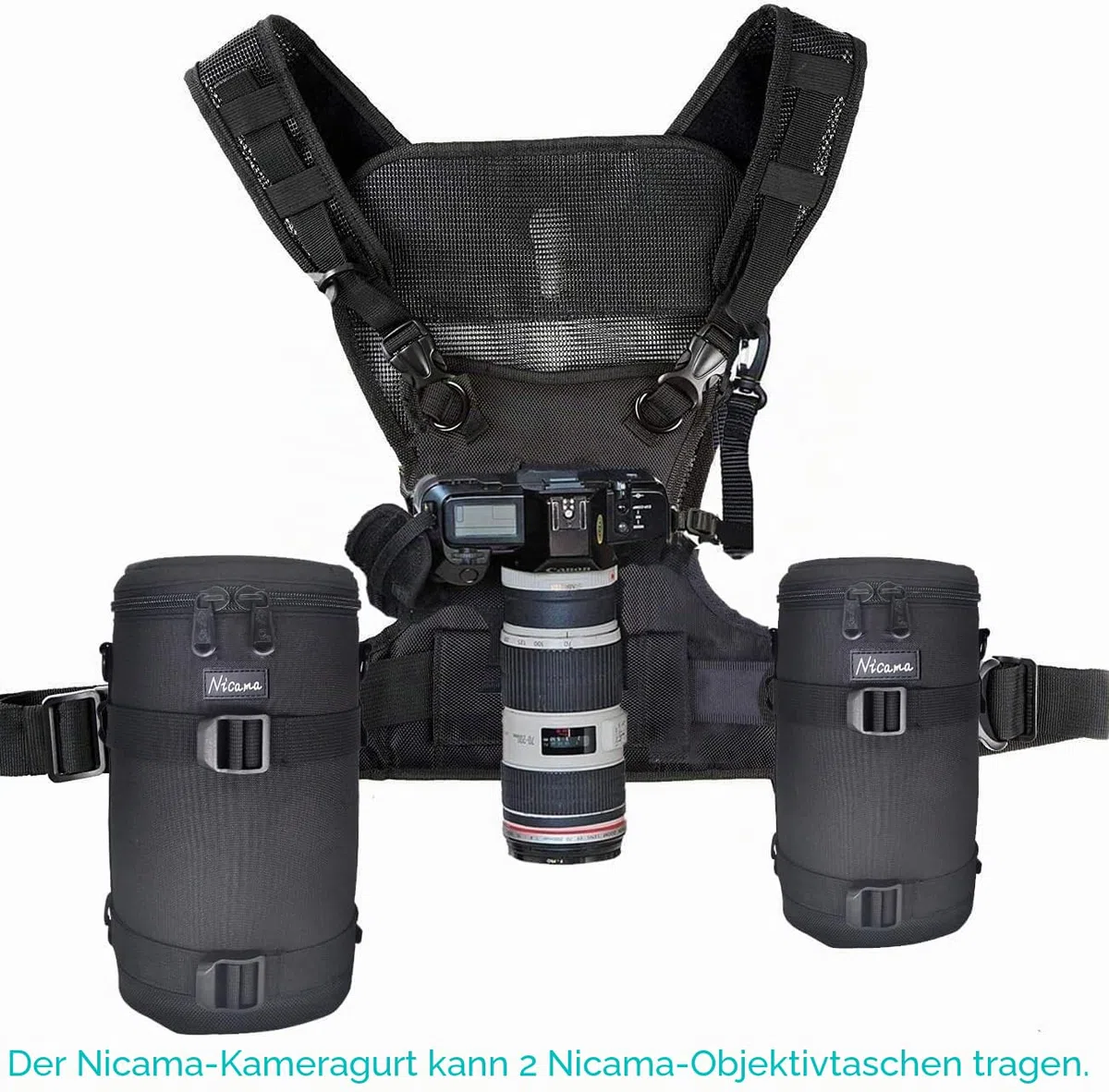 Nicama NC-VEST Kameragurt Für 2 Kamera, Doppel Kamera Tragegurt Weste Dual Tragend Fotograf Schultergurt Fotoweste Für Canon Nikon Sony Olympus Fuji Pentax HiKing Klettern Hochzeit Reisen