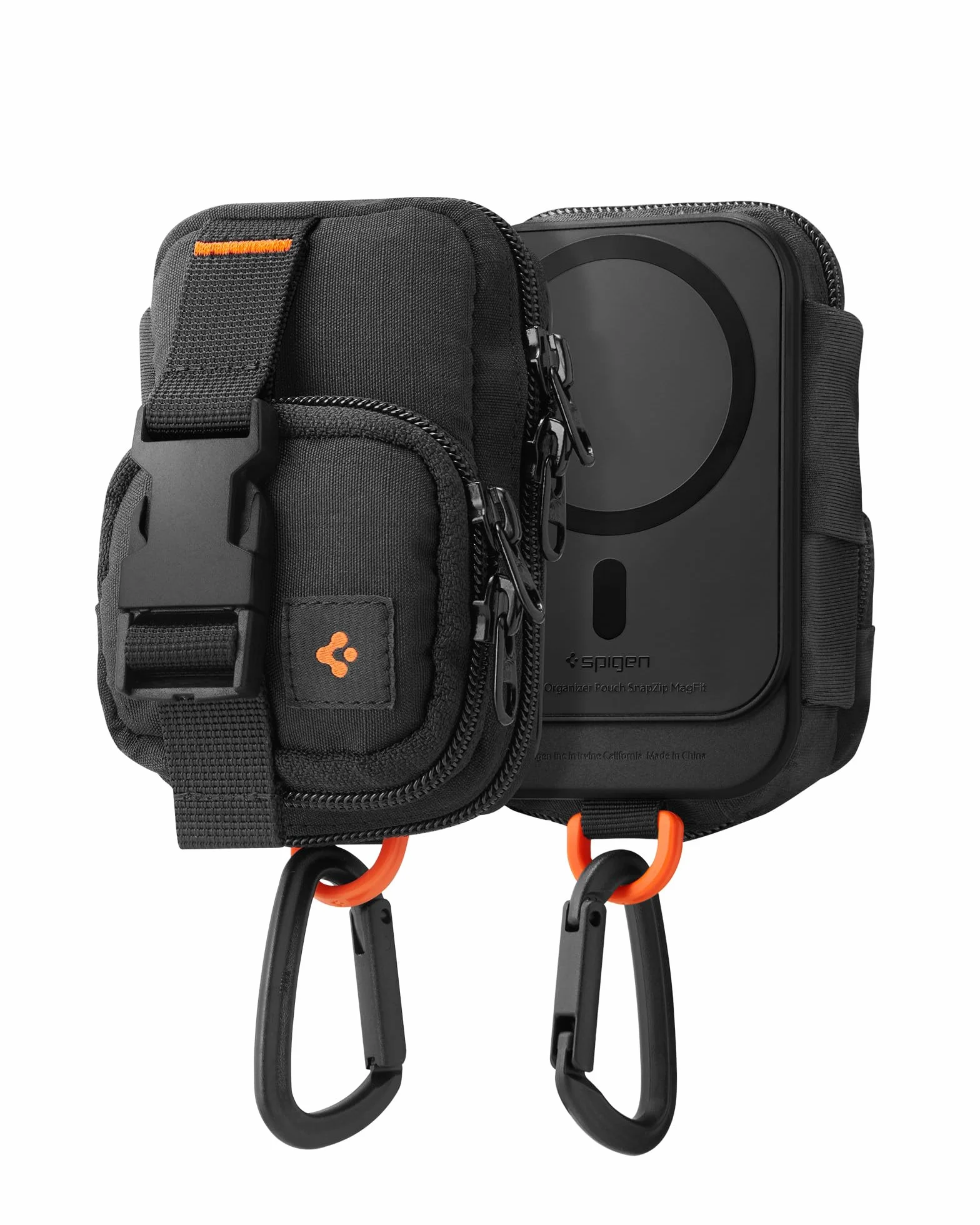 Spigen Snap Zip MagFit MagSafe Kartenhalter Pouch Kompatibel mit iPhone 17/16/15/14/13/12 Serie, AirPods Pro 3/2/1, AirPods 4/3/2/1 und Google Pixel 10-Serie mit Pixelsnap - Schwarz