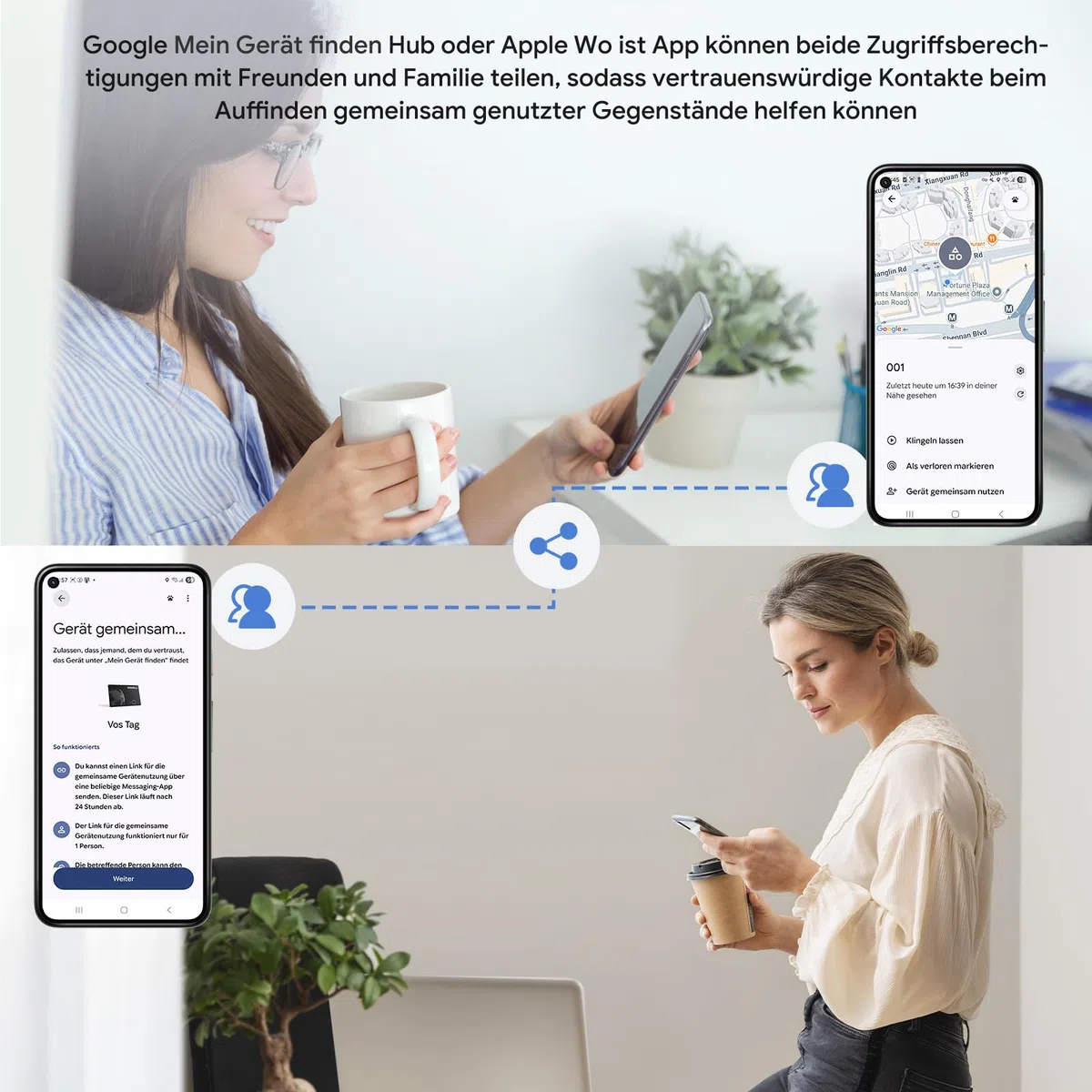 VOCOlinc Dual System Air Tag Card 2er Pack, Wiederaufladbar Wallet Tracker Karte Kompatibel mit Android Google Mein Gerät Finden or iOS Apple Wo ist? App, Bluetooth Finder für Gepäck/Taschen/Koffer