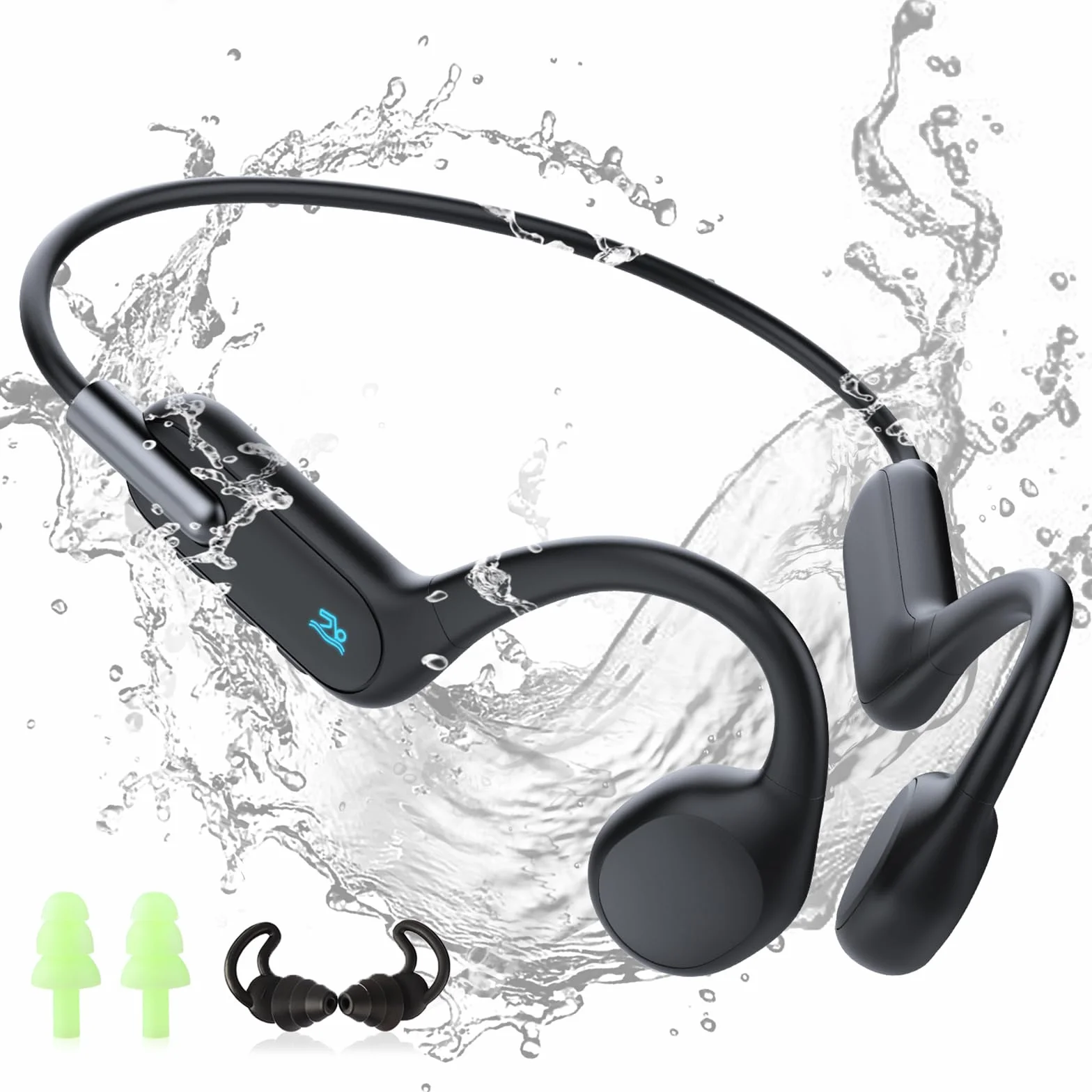 HIFI WALKER T10 Air Schwimmkopfhörer, IPX8 wasserdichte Knochenschall Kopfhörer mit 32GB MP3 Player, Open-Ear Bluetooth 5.3 Sportkopfhörer für Schwimmen und Training