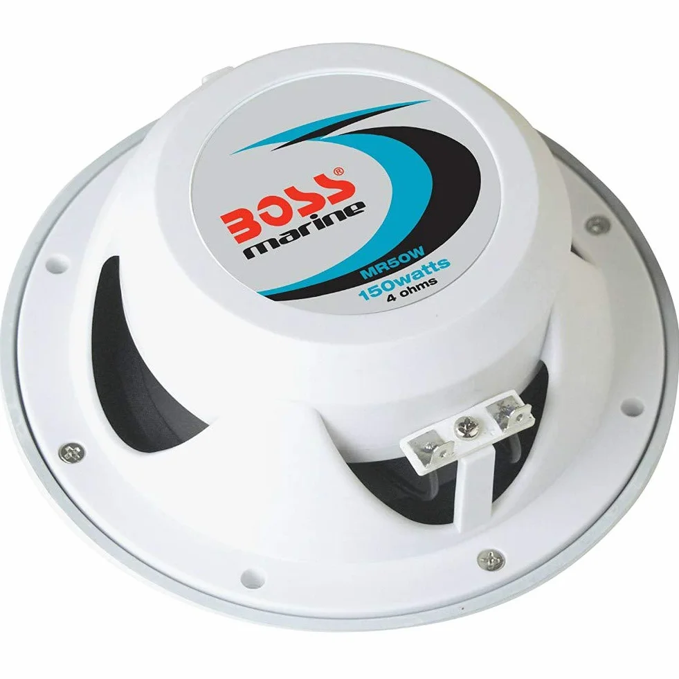 2 Marine-Lautsprecher kompatibel mit BOSS Audio MR50W 2-Wege 15,5 cm 75 watt rms 150 watt max wasserdichtes sea Pool Boot, pro Paar + 5 kostenlose Aufkleber