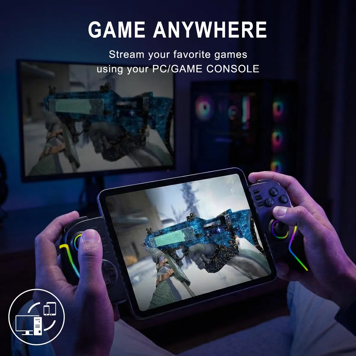 Joso Mobile Game Controller für iPad 13" & Tablet, iPhone, Android Control mit Hall-Joysticks/Triggern/Makro/Turbo/RGB-Beleuchtung und klemmbarem iPad, Play Ps4/Xbox/PC-Streaming & Cloud-Gaming