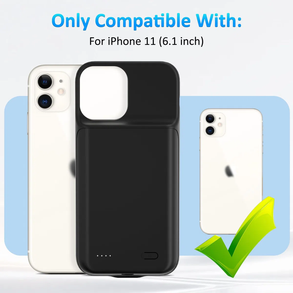Akkuhülle für iPhone 11(6.1 Zoll), 8500mAh Tragbares Ladegerät iPhone Ultradünn Erweiterter Akku Hülle Telefonladegerät und Schutzhülle mit Ladefunktion für iPhone 11 - Schwarz