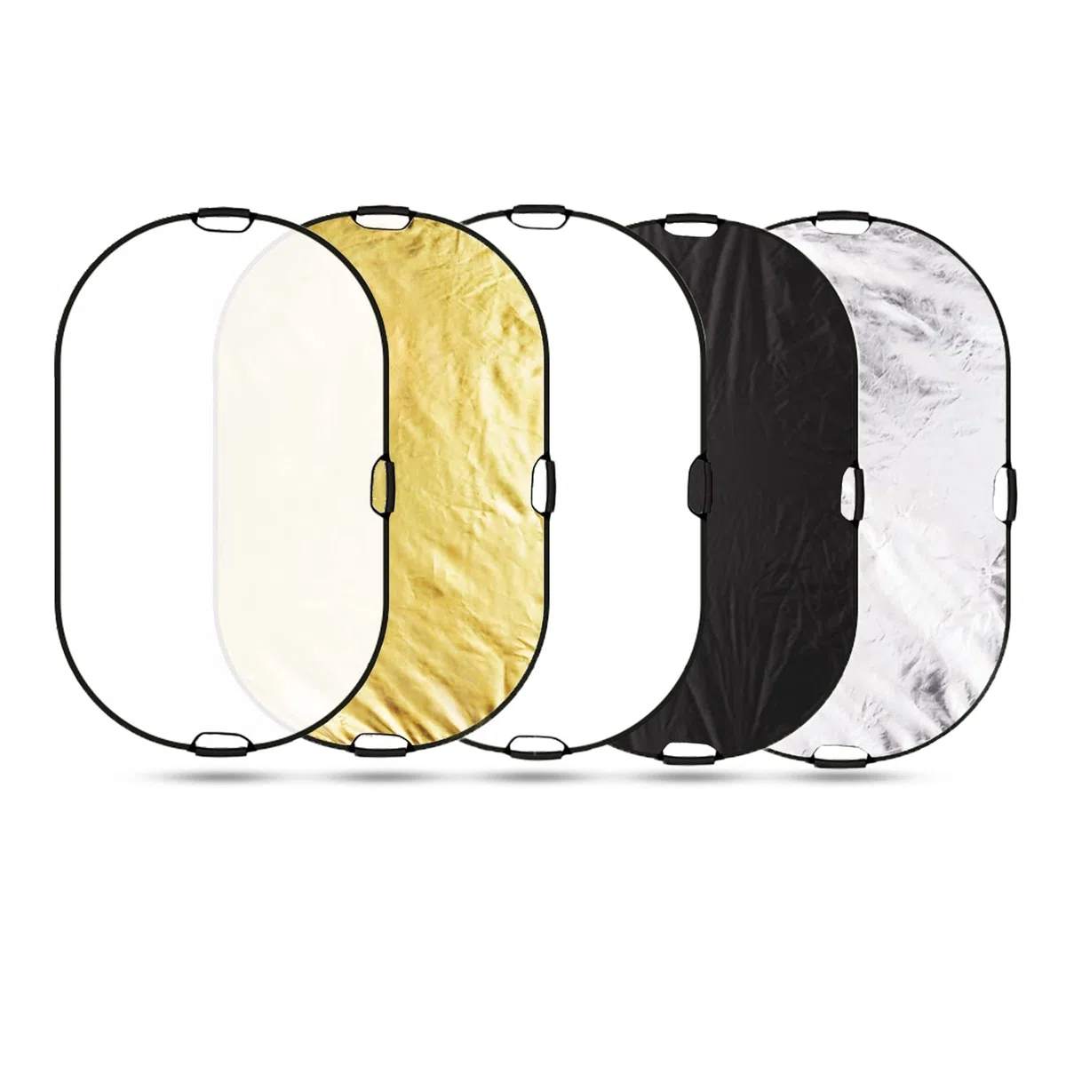 Selens 5-in-1 100x150cm Oval Reflektor Tragbarer Faltbarer für Fotografie Fotostudio Beleuchtung Außenbeleuchtung Studio Diffusor Reflector Durchlässig, Weiß, Schwarz, Silber, Gold Oberfläche