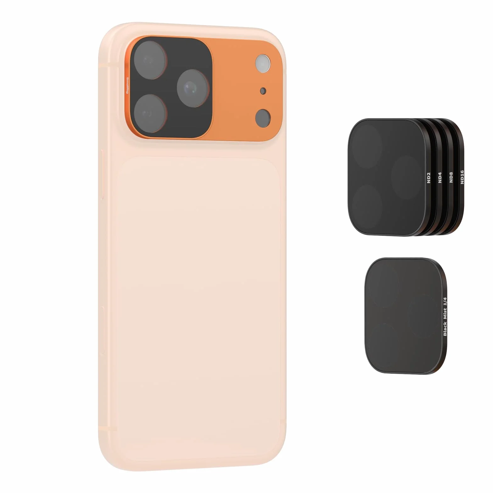 SMALLRIG Square ND & Black Mist Filter Kit für iPhone 17 Pro, Magnetische Objektivfilter mit Basishalterung, Black Mist Diffusion 1/4 Filter/ND2/ND4/ND8/ND16/ND32, 6er-Pack, Orange – 6072