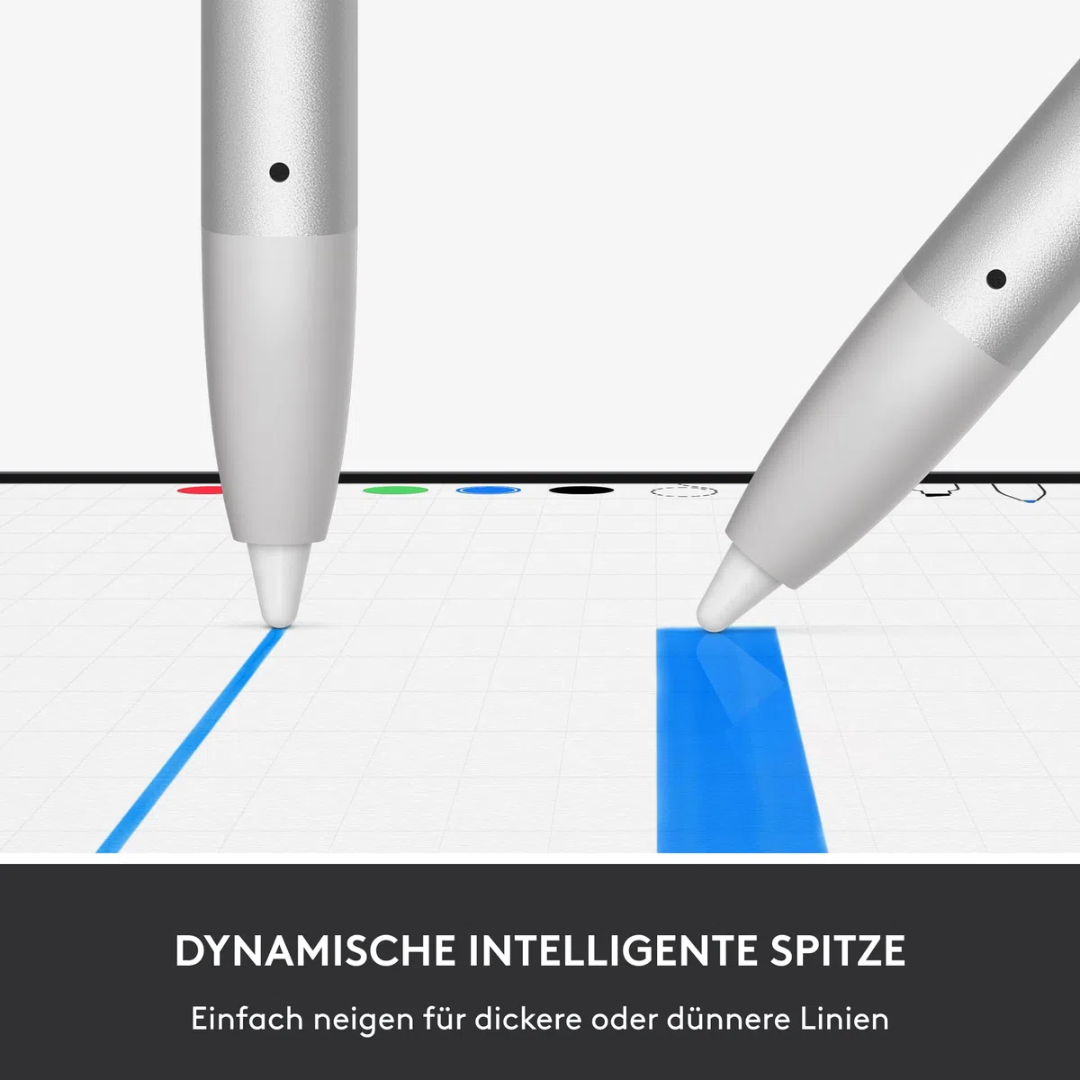 Logitech 914-000074 Crayon - Digitaler Zeichenstift für iPad mit Apple Pencil Technologie, pixelgenauer ohne Verzögerung, Smart Tip mit Schnellladung über USB-C, Silver