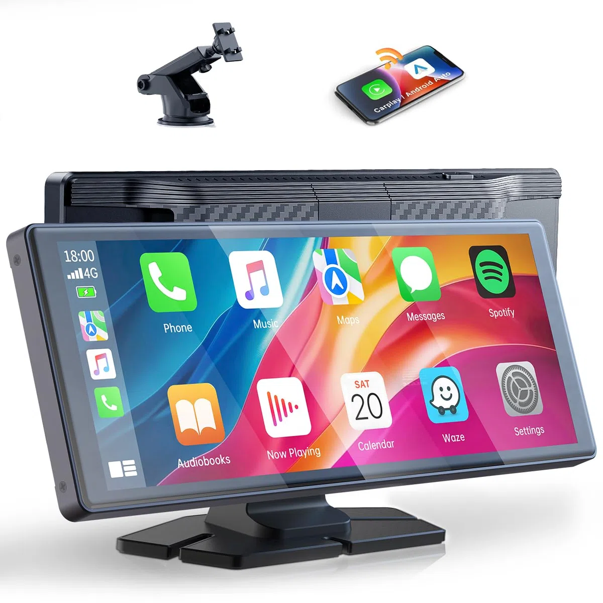 Volam 9.26 Zoll CarPlay Display,Tragbares Autoradios kompatibel mit Apple CarPlay&Android Auto,Car play IPS Touch Screen,Carplay Bildschirm mit siri/GOO-gle,GPS Navigation,Blue-tooth,Mirror Link