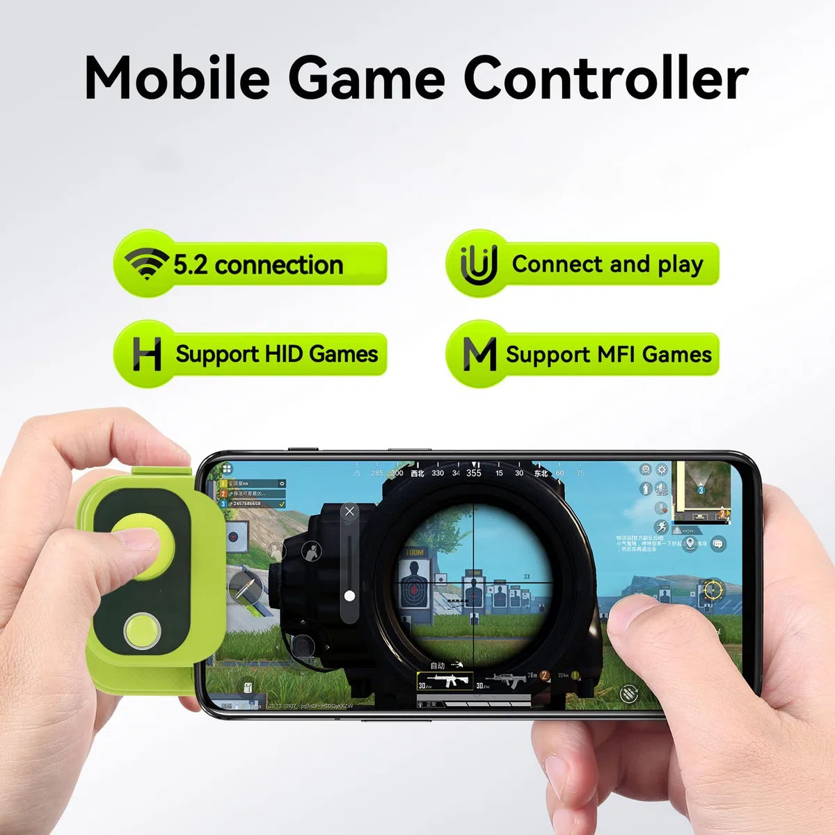 VBESTLIFE Handy-Spiel-Joystick, Smartphone- und Tablet-Game-Controller, Touchscreen-Joypad für Android, für Hongmeng OS 9.0+ (Grün)