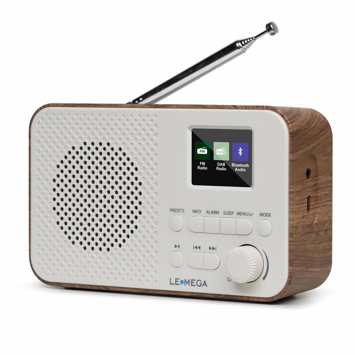 LEMEGA DAB Go DAB+/UKW Radio – Small Radio,Digital Radio with Bluetooth Streaming,Simple Controls,OLED Display,Headphone Jack,Portable Radios Mains and Battery,Ideal for Travel and Outdoors,Walnuss