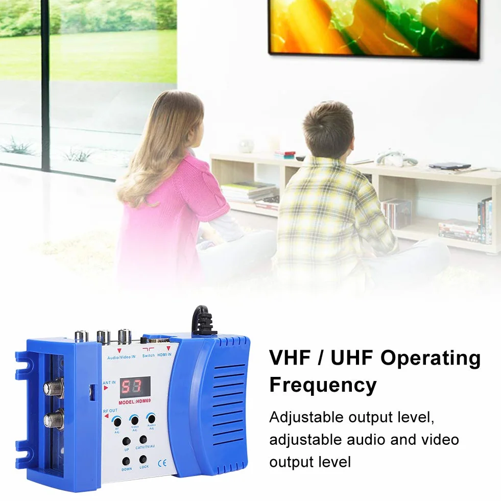 1080P Digital RF HDMI Modulator, AV zu RF Konverter, Tragbarer Digitaler Dualband VHF/UHF Modulator, PAL/NTSC Standard Modulator AV zu RF Konverter für TV, PC, DVD