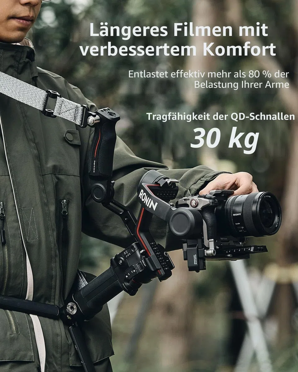 SMALLRIG RS4 Pro Gewichtsreduzierender Schultergurt Shoulder Strap Kompatibel mit Sling-Griff für DJI, Gimbal-Gürtel mit QD Quick Release Buckles für DJI RS4 / RS 4Pro / RS 3 / RS 3 Pro/RS 2-4118C