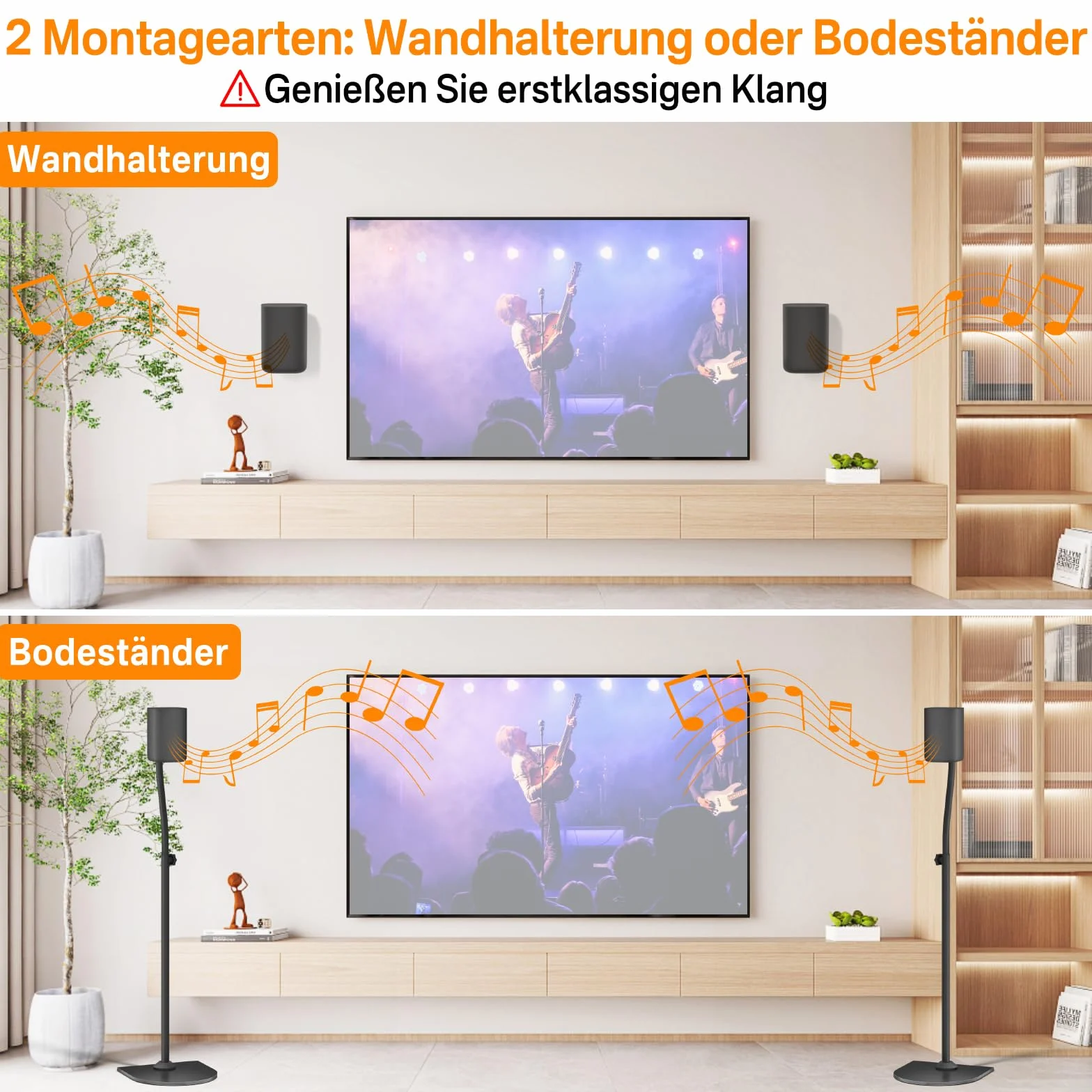Universal-Surround-Lautsprecherständer Paar Höhe erweitern 33„ bis 42“ - Hintere Lautsprecherständer für LG, Vizio, Sony, Samsung Die meisten kleinen Satelliten-Surround-Sound-Lautsprecherständer