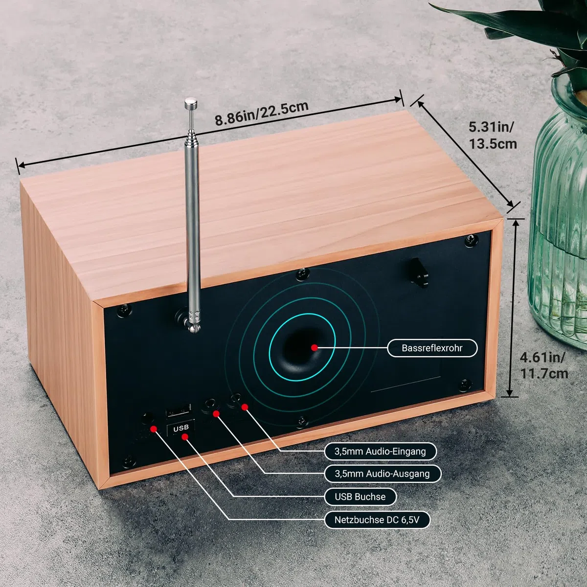 August MB420 DAB+/FM Radio mit Bluetooth digitales Küchenradio mit Holzgehäuse mit RDS-Funktion 60 Presets Hifi Lautsprecher 5W - Radiowecker mit Sleeptimer Alarm Snooze - USB/Aux-In/Aux-Out