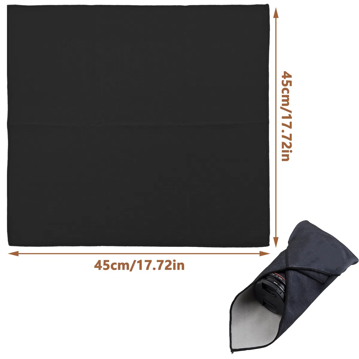 Einschlagtuch Kamera Schutzhülle 45x45CM Anti-Bumping Anti-Friction Schutzhülle Protective Wrap für Fotoausrüstung (Schwarz, M)