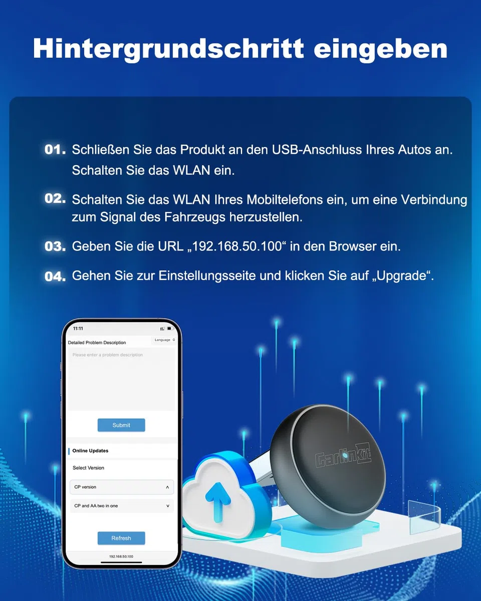 Carlinkit Wireless CarPlay & Android Auto Adapter – Mini Ultra 3, wandelt OEM-Kabelverbindung in kabelloses CarPlay/Android Auto für iPhone & Android 11+, USB-A/Type-C Plug & Play, Online-Upgrade