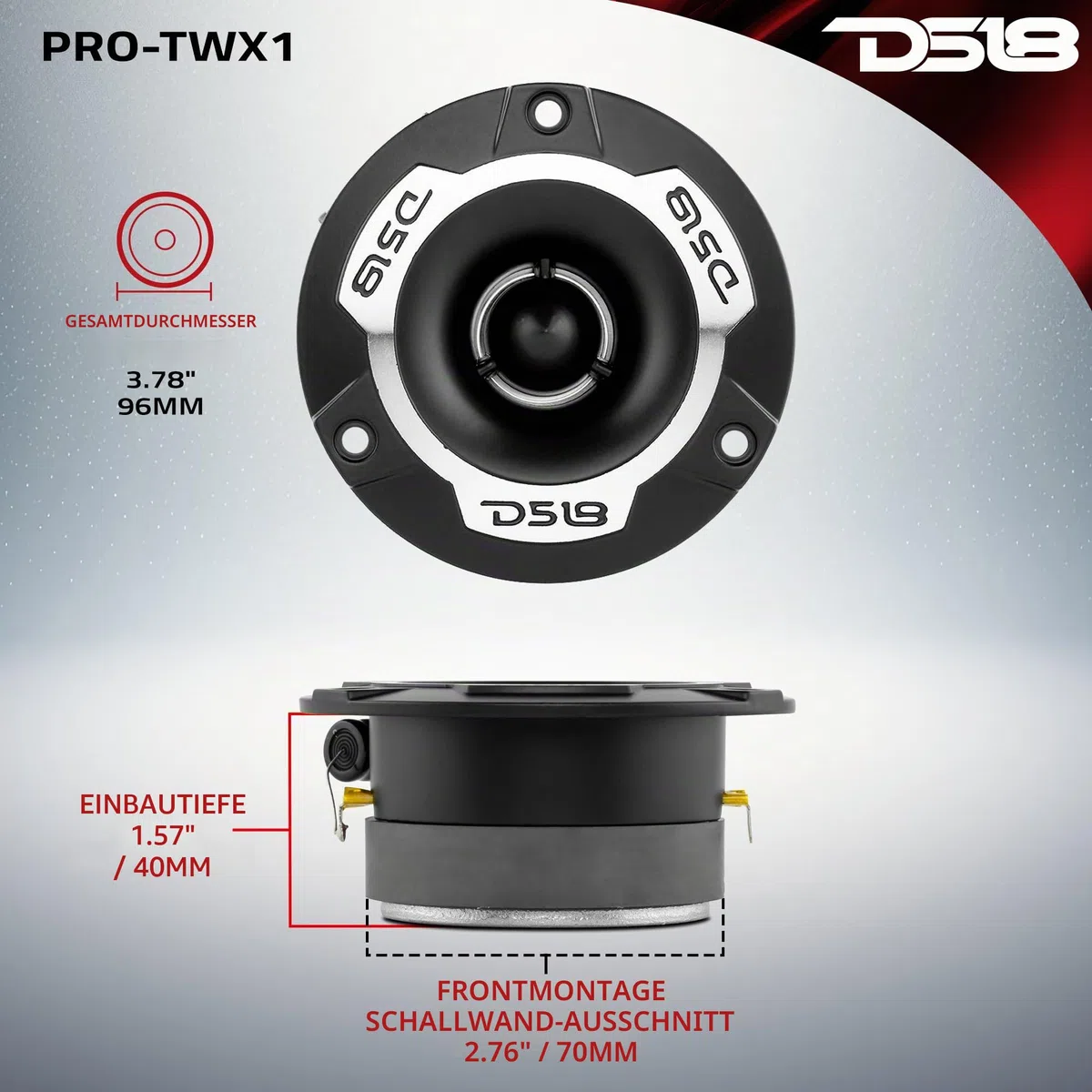 DS18 Auto Audio Hochtöner 240 Watt 1 Zoll 4 Ohm Super Bullet PRO-TWX1 Paar