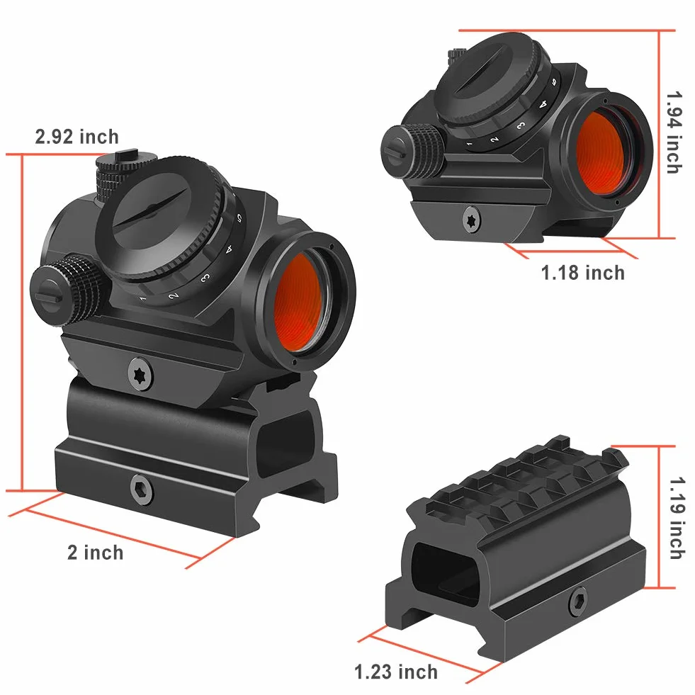Feyachi RDS-22 Red Dot Visier 1 x 22mm 2MOA Airsoft Visier leuchtpunktvisier Kompaktes Rotpunktvisier Zielfernrohr für 20mm/22mm Picatinny/Weaver-Schienen